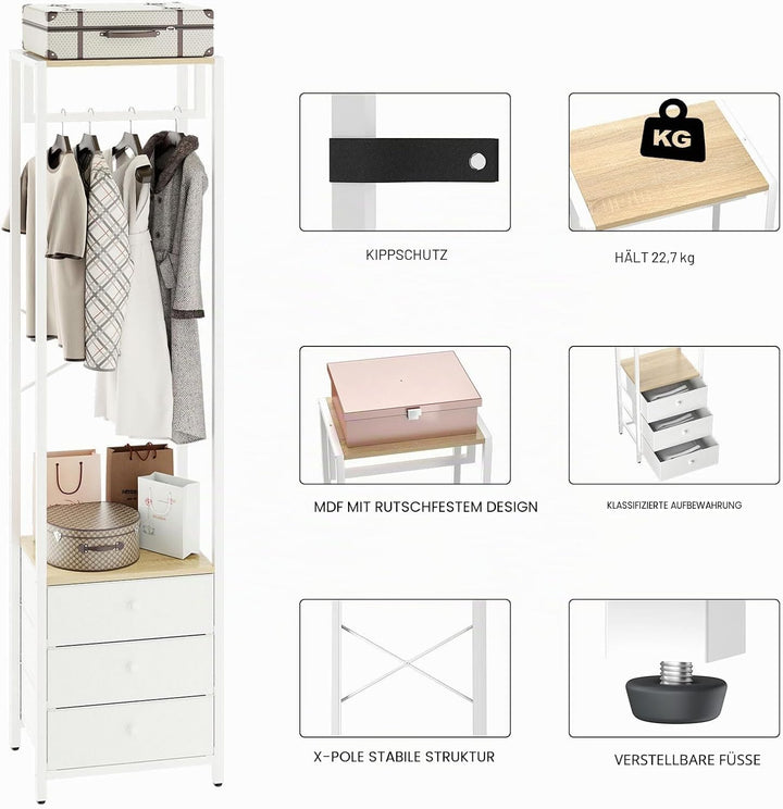 YMYNY Kleiderständer mit Vlies-Schublade, freistehender hoher Schrank-Organizer, hoher Kleiderstände