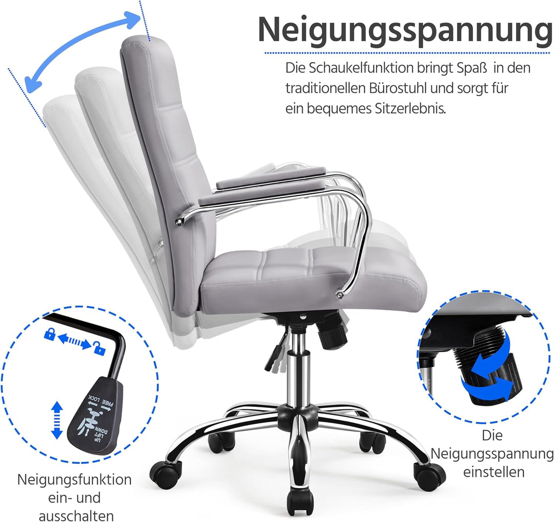 Yaheetech Bürostuhl, ergonomischer Schreibtischstuhl, Drehstuhl Bürodrehstuhl Chefsessel mit Armlehn