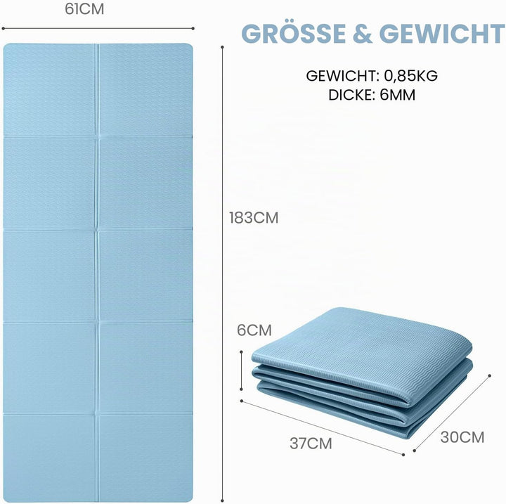 Good Nite Faltbare Yogamatte, rutschfest, tragbar, Fitnessmatte, faltbar, leicht, Gymnastikmatte, Pi