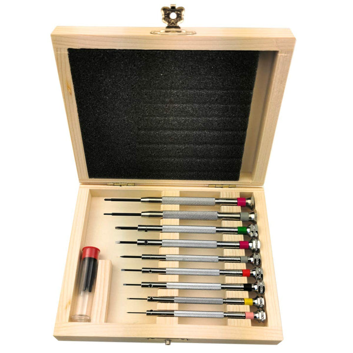 BULLONGÈ Schraubendreher Set VARIO 7+2 für Uhrmacher mit 7 Schlitz und 2 Kreuzschlitzschraubendreher