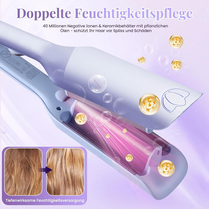 32mm Welleneisen Lockenstab für Haare,Lockenstab Grosse Locken mit 9 Temperaturen LED-Anzeige,Beach