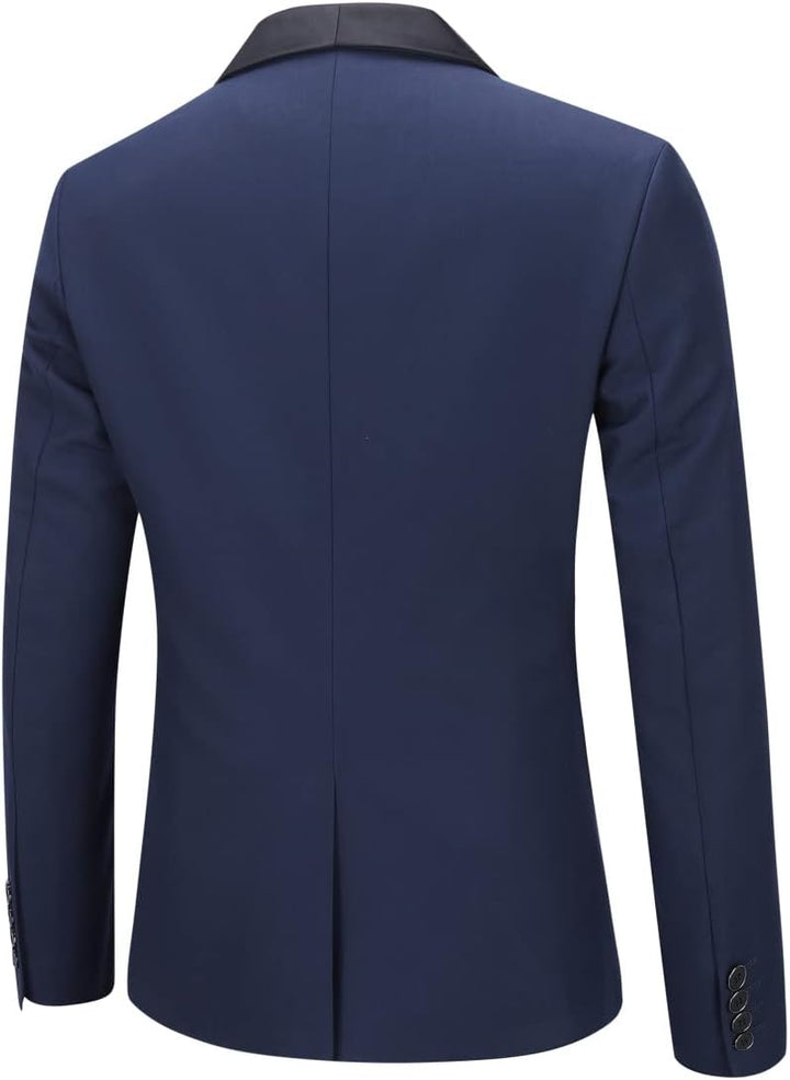 YOUTHUP Sakko Herren Slim Fit Schalkragen Anzugjacke 1 Knopf Tuxedo Jacke für Hochzeit Freizeit M Bl
