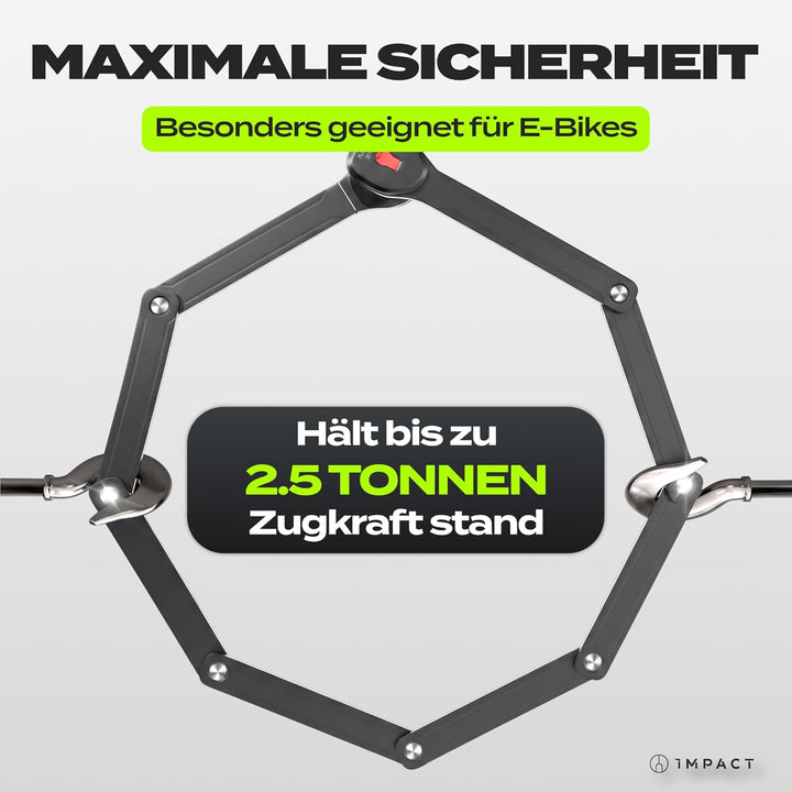 IMPACT® FlexLock 15 - Premium Faltschloss Fahrrad [HOHE SICHERHEIT] - Handliches Fahrradschloss mit