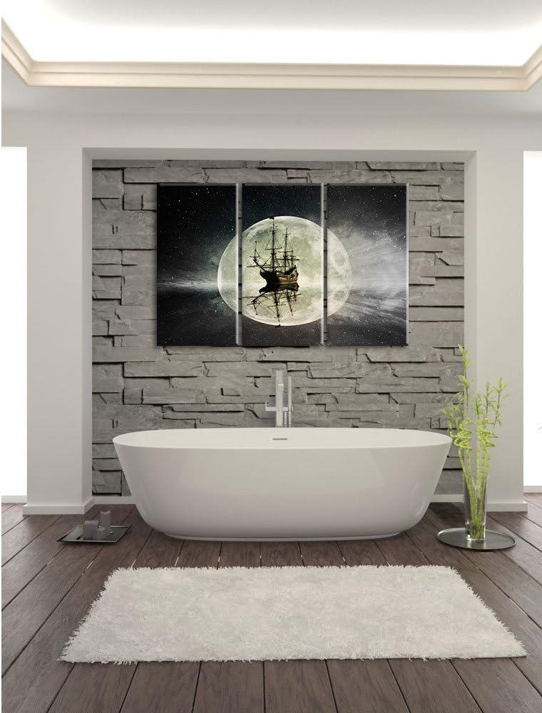 Pixxprint Geisterschiff im Weltall als Leinwandbild/Grösse: 3 Teilig (120x80) cm/Wandbild/Kunstdruck