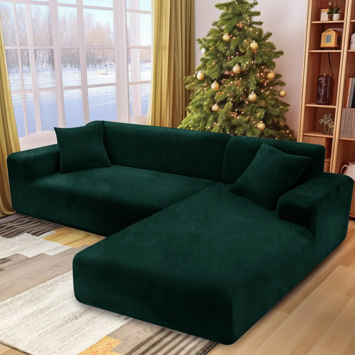 Dicke Samt Sofa Überwürfe Sofabezug mit einem Kissenbezug, Superweicher Elastische Sofa Abdeckung in