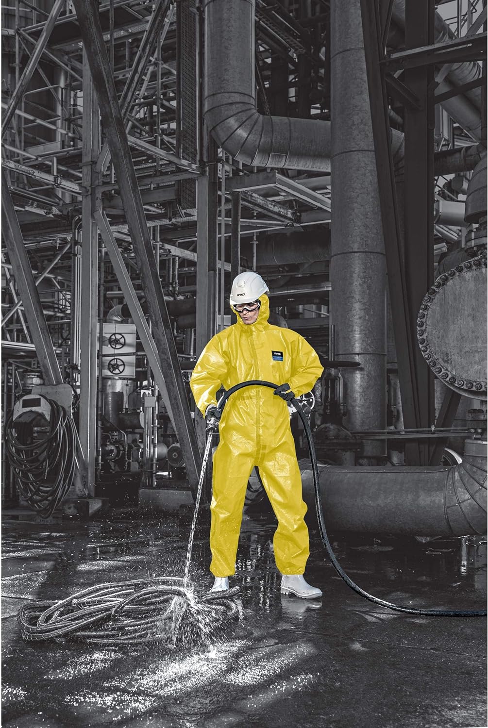 Uvex 3B Chem Classic Schutzanzug - Schutzoverall Typ 3B - Einweg-Chemikalienschutz L Gelb, L Gelb