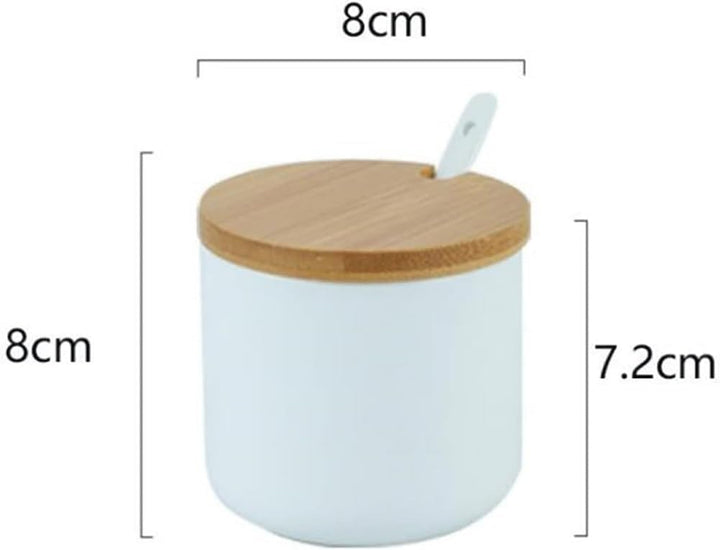 2er Set Zuckerdose Salzdose aus Keramik Gewürzgläser Gewürzbehälter mit Deckel,Löffel und Tablett 26