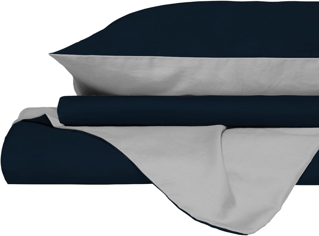 Italian Bed Linen Bettwäscheset für Doppelbetten, 250 x 200 cm 250 x 200 cm Blau/Grau, Blau/Grau