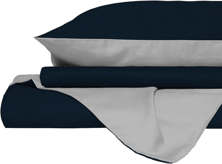Italian Bed Linen Bettwäscheset für Doppelbetten, 250 x 200 cm 250 x 200 cm Blau/Grau, Blau/Grau