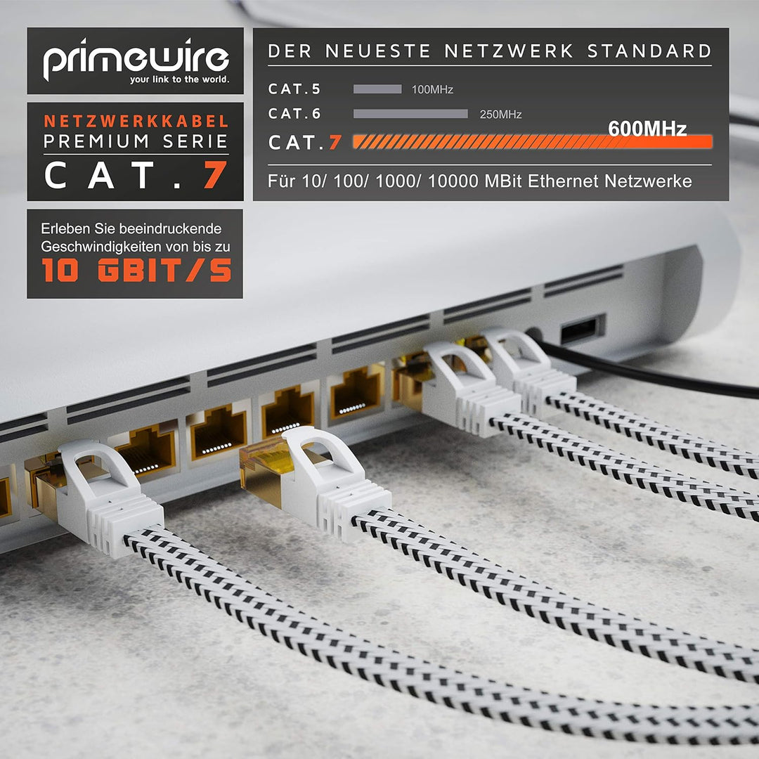 CSL - 20m CAT 7 Netzwerkkabel Flach und Dünn - Lan Kabel für 10 Gigabit High Speed, Internetkabel, F