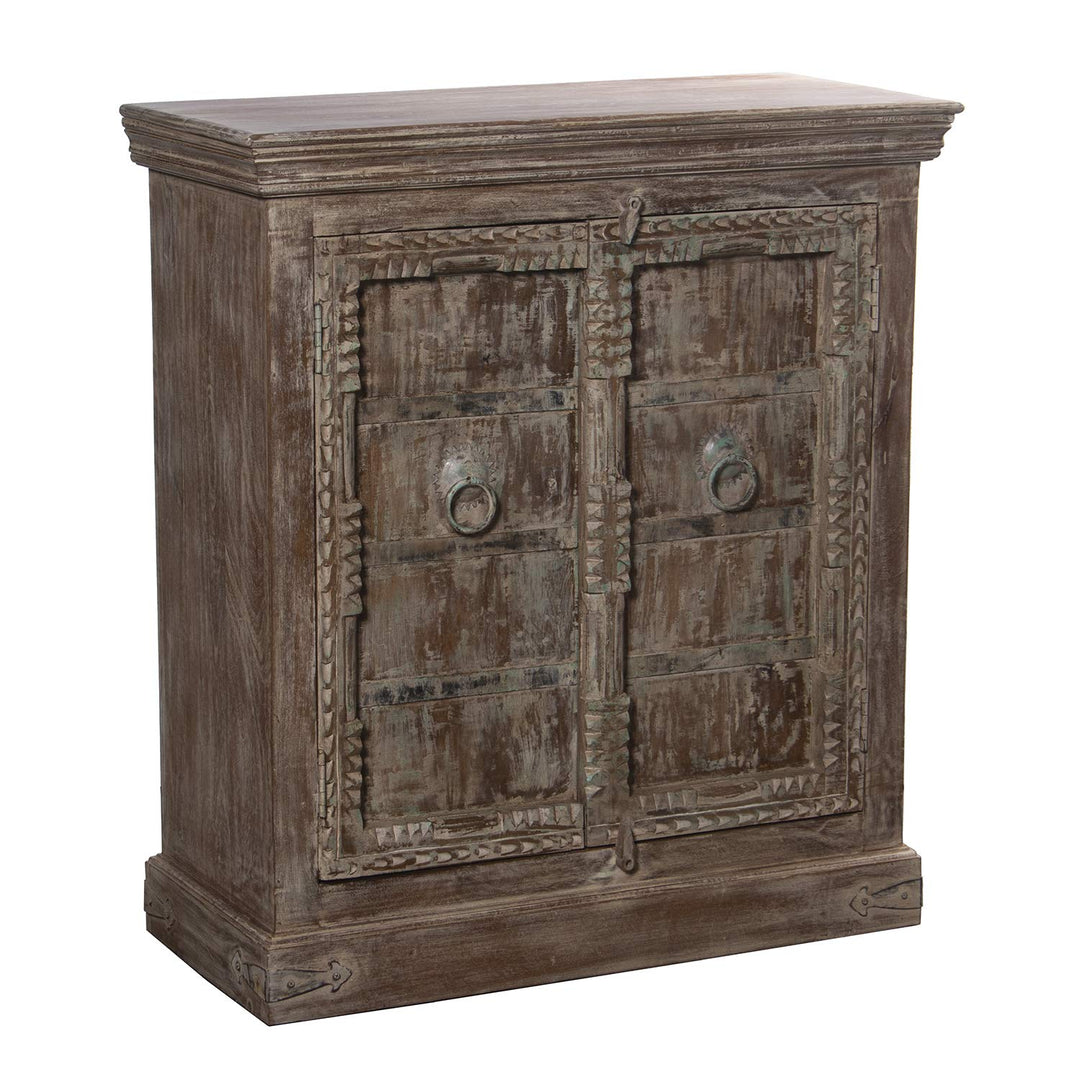 DRW Eingangstisch mit 2 Holztüren mit Griff 90 x 40 x 101 cm, Holz, braun, 90x40x101cm, Braun