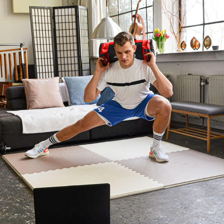 EYEPOWER Profi Fitnessmatte Dicke 2,5cm versch. Sets - Trainingsmatte mit Rand - 90x90cm Bodenschutz