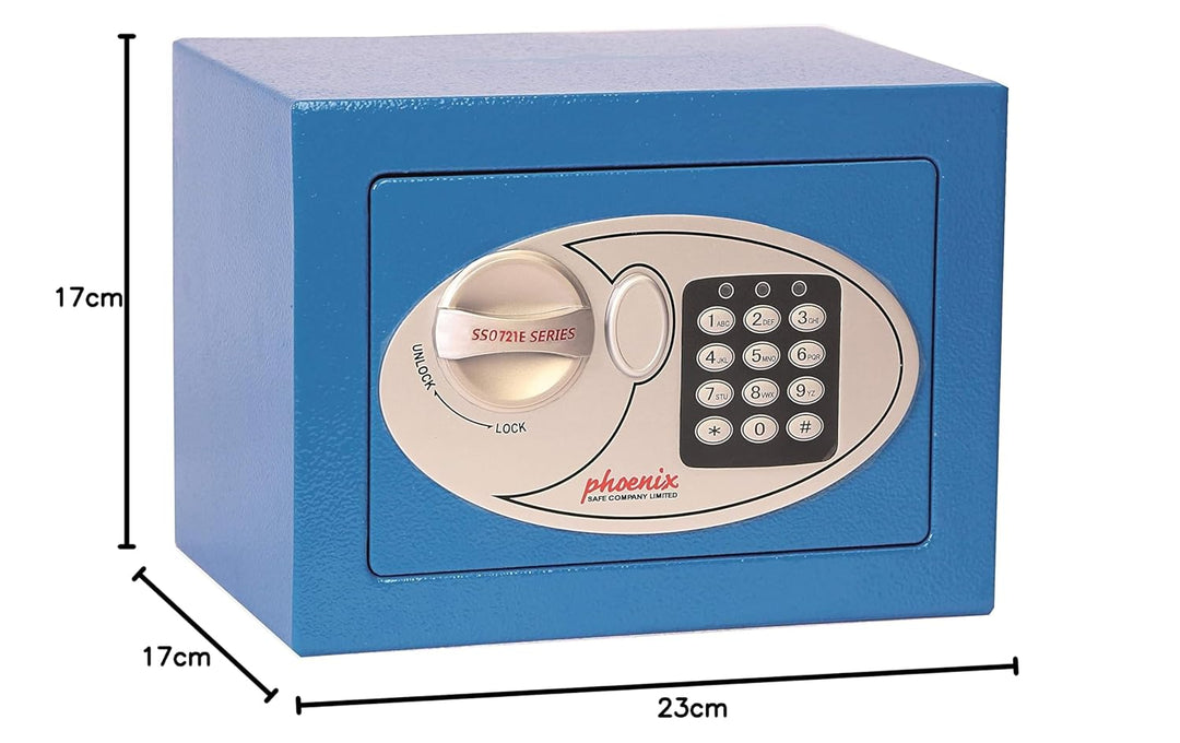Phoenix SS0721EB Compact Home Office Minitresor Safe Möbeltresor, Blau HxBxT: 17 x 23 x 17 cm 3 kg