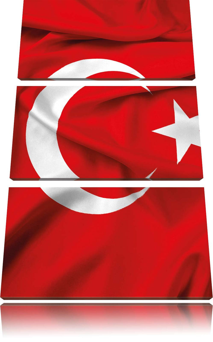 Pixxprint Turkey Flag Türkei Flagge als Leinwandbild/Grösse: 3 Teilig (120x80) cm/Wandbild/Kunstdruc