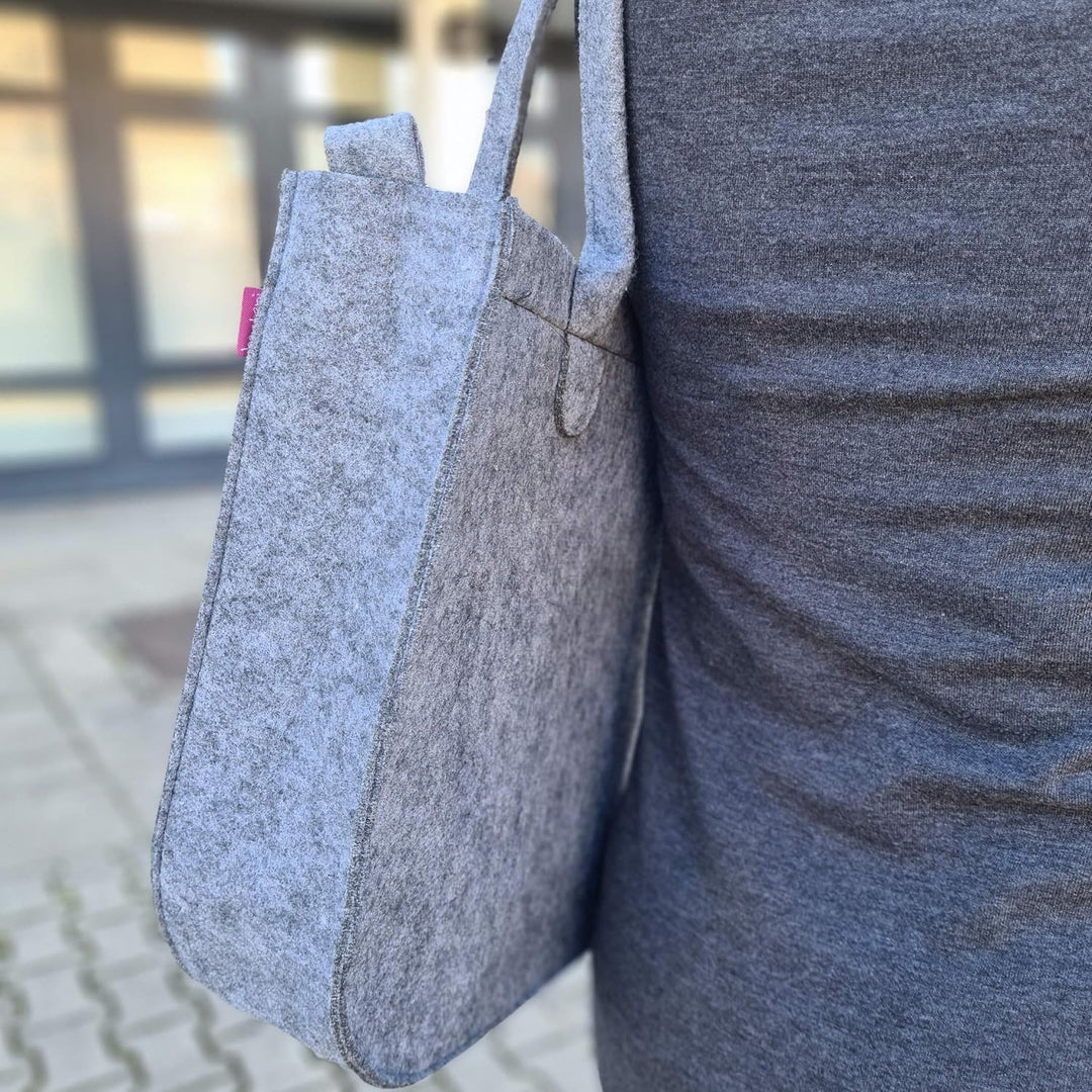Bertoni Lady Shopper Damen Grosse Handtasche aus Filz mit Reissverschluss und Innentaschen Moderne E