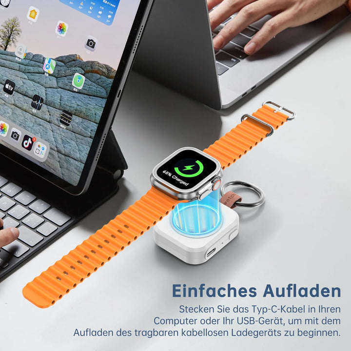 Tragbares Ladegerät für Apple Watch, iWatch-Ladegerät mit Schlüsselanhänger, 1200 mAh Magnetisches i