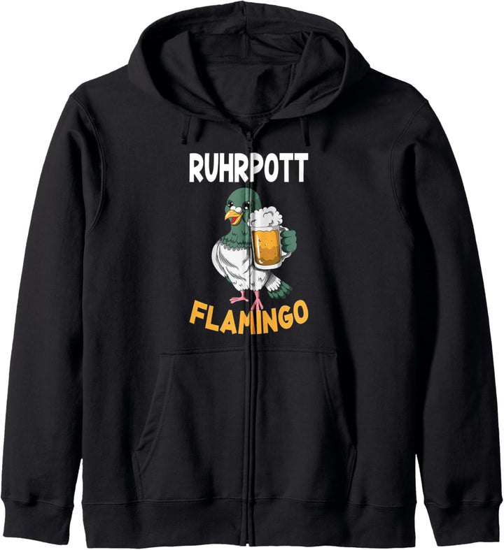 Ruhrpott Flamingo Taube mit Bier Ruhrgebiet Pottliebe Kohle Kapuzenjacke