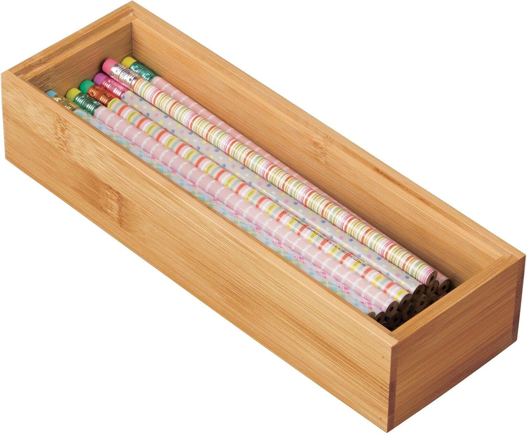 mDesgn 4er-Set Aufbewahrungsbox für Schreibtisch und Schublade – rechteckige Schubladenbox aus Bambu
