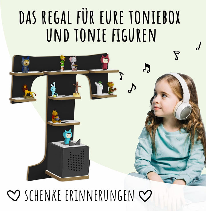 Tonie Regal für Toniebox, Toniebox Regal personalisiert mit Name und Holzsymbolen, Tonie Aufbewahrun