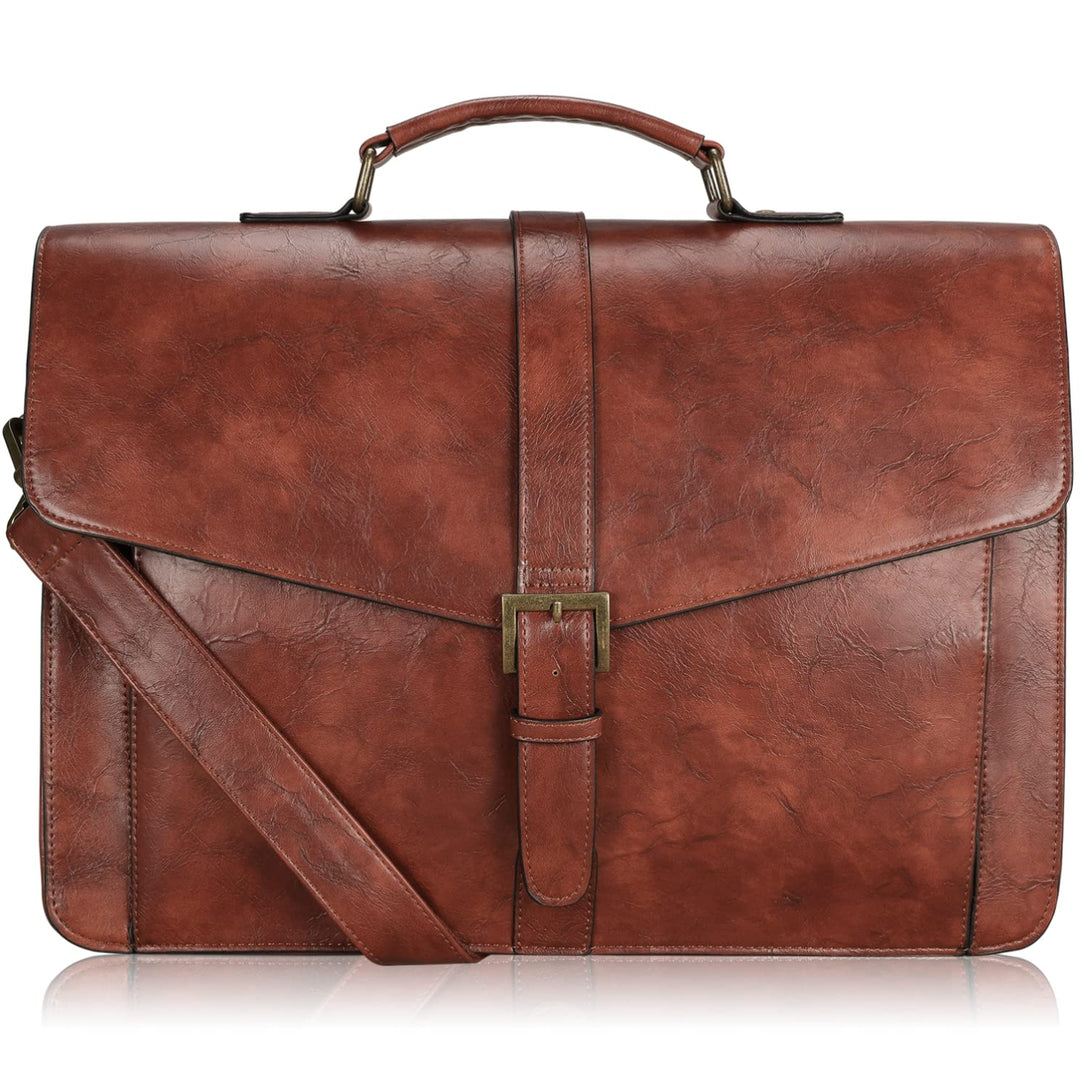 ESTARER Aktentasche Herren PU Leder Arbeitstasche Gross Laptop Umhängetasche für Arbeit, Büro, Busin
