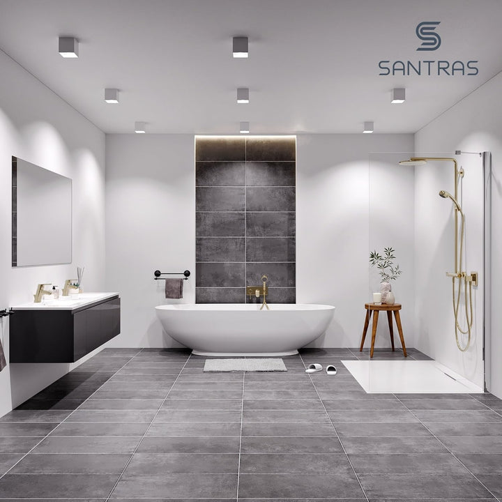 SANTRAS® Handbrause mit dreifach verstellbaren Duschkopf in Edelmessing Edelmessing Dreifach verstel