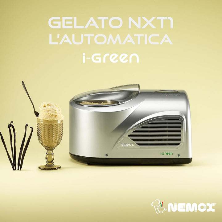 Nemox Gelato NXT1 L'AUTOMATICA i-Green Haushalts-Eismaschine Vollautomatisch (Silber)