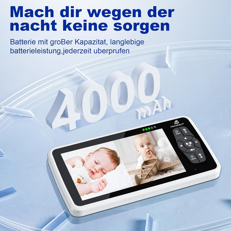 Homesuit Überwachungskamera, Kamera für Babyphone mit Nachtsicht, Zwei-Wege-Audio, 360 Grad, 720P HD