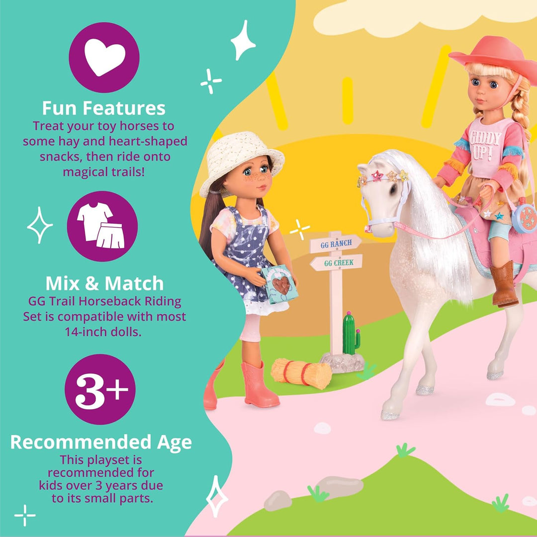 Glitter Girls - GG Trail Reitsport Set - Reitweg-Set - 36 cm Puppen-Zubehör - Sattel, Decke, Feldfla