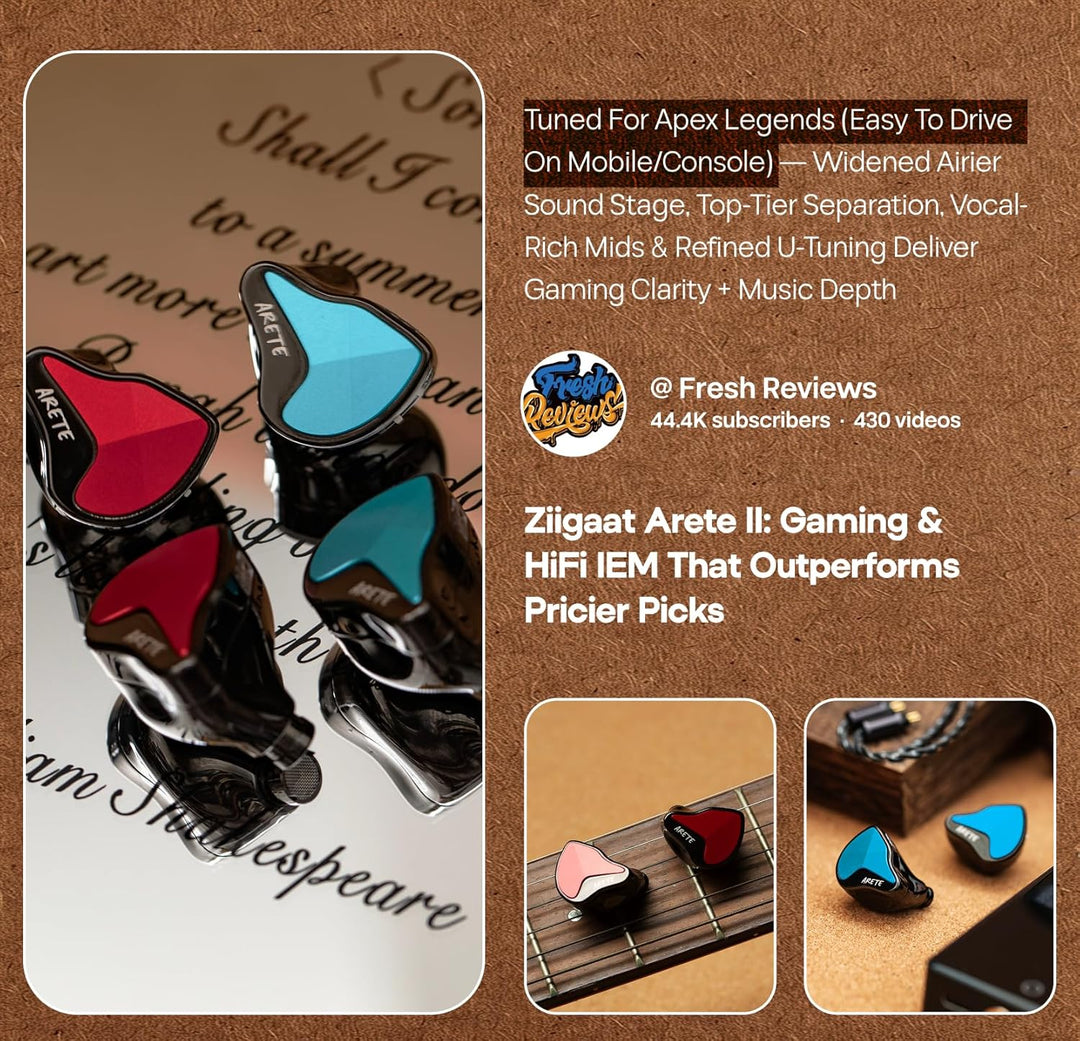 LINSOUL ZiiGaat x Fresh Reviews Arete II IEM,2nd Hybrid-In-Ear-Monitor mit 1DD+4BA,Kabelgebundene Hi