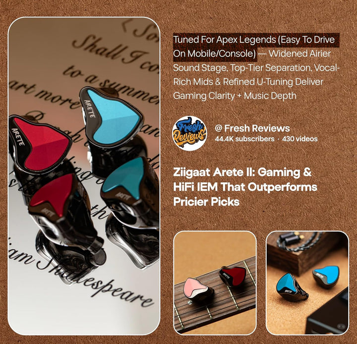 LINSOUL ZiiGaat x Fresh Reviews Arete II IEM,2nd Hybrid-In-Ear-Monitor mit 1DD+4BA,Kabelgebundene Hi