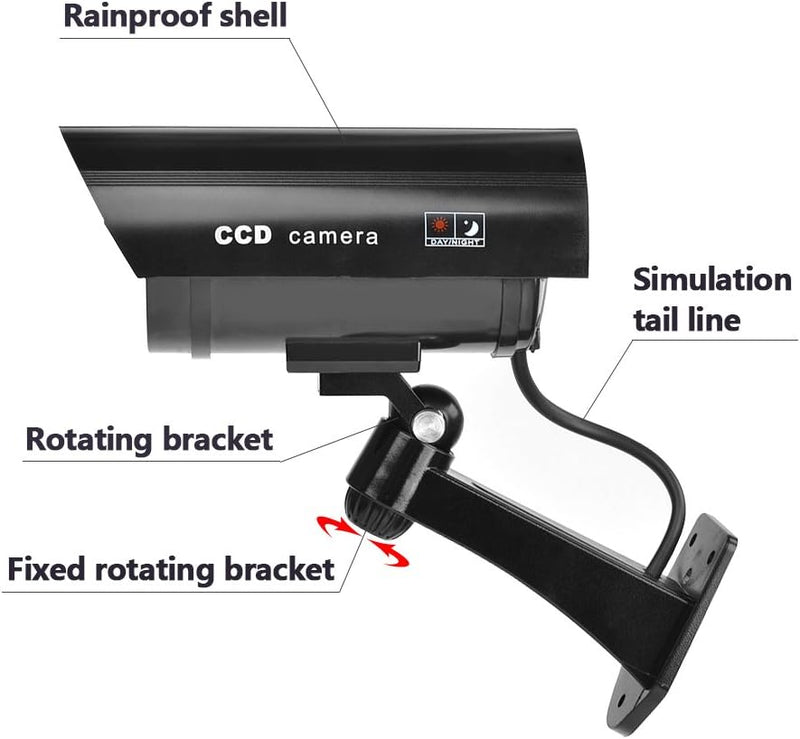 TIMESETL 2 Stück Attrappe Kamera CCTV Dummy Überwachungskamera mit Rot Blinkender LED Fake Sicherhei