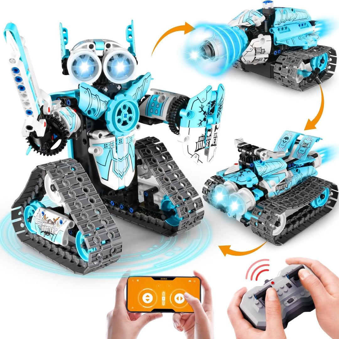 JOYTREKY Roboter Spielzeug Technik ab 5 6 7 8 9 10 11 12+ Jahre Jungen, 3 in 1 Roboter Kinder App-Fe