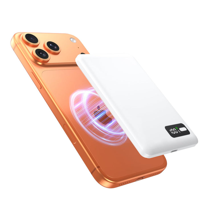 Powerbank Power Bank für MagSafe Slim Dünn 5000mAh Qi2 15W Max Digitalanzeige Schlank Schnellladen M