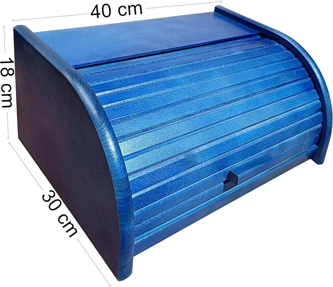 Brot-Box aus Holz, aufrollbar oder herunterklappbar, verschiedene Versionen erhältlich, holz, blau,