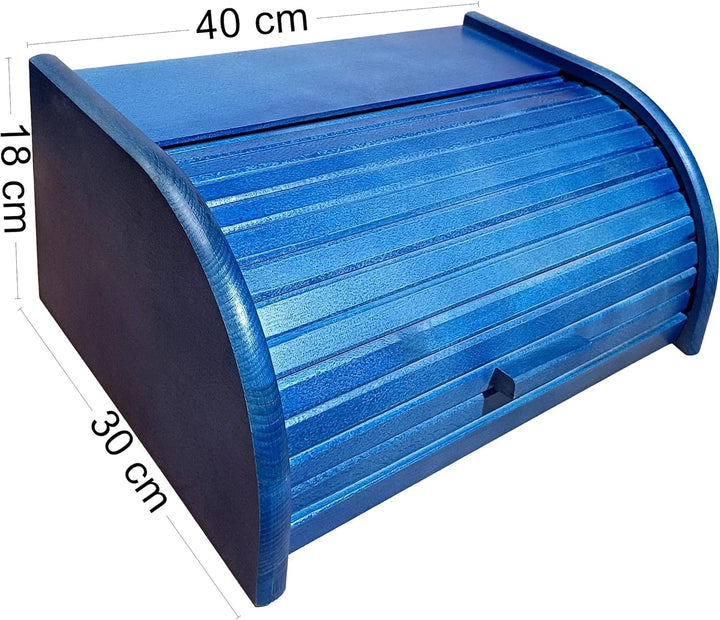 Brot-Box aus Holz, aufrollbar oder herunterklappbar, verschiedene Versionen erhältlich, holz, blau,