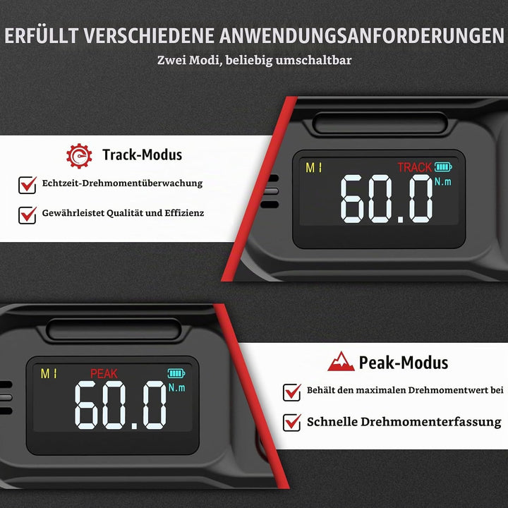 VANPO Digitaler Drehmomentschlüssel 3/8 Zoll(3–60 Nm) für Fahrrad &amp; Motorrad, ±2% Genauigkeit Elektr