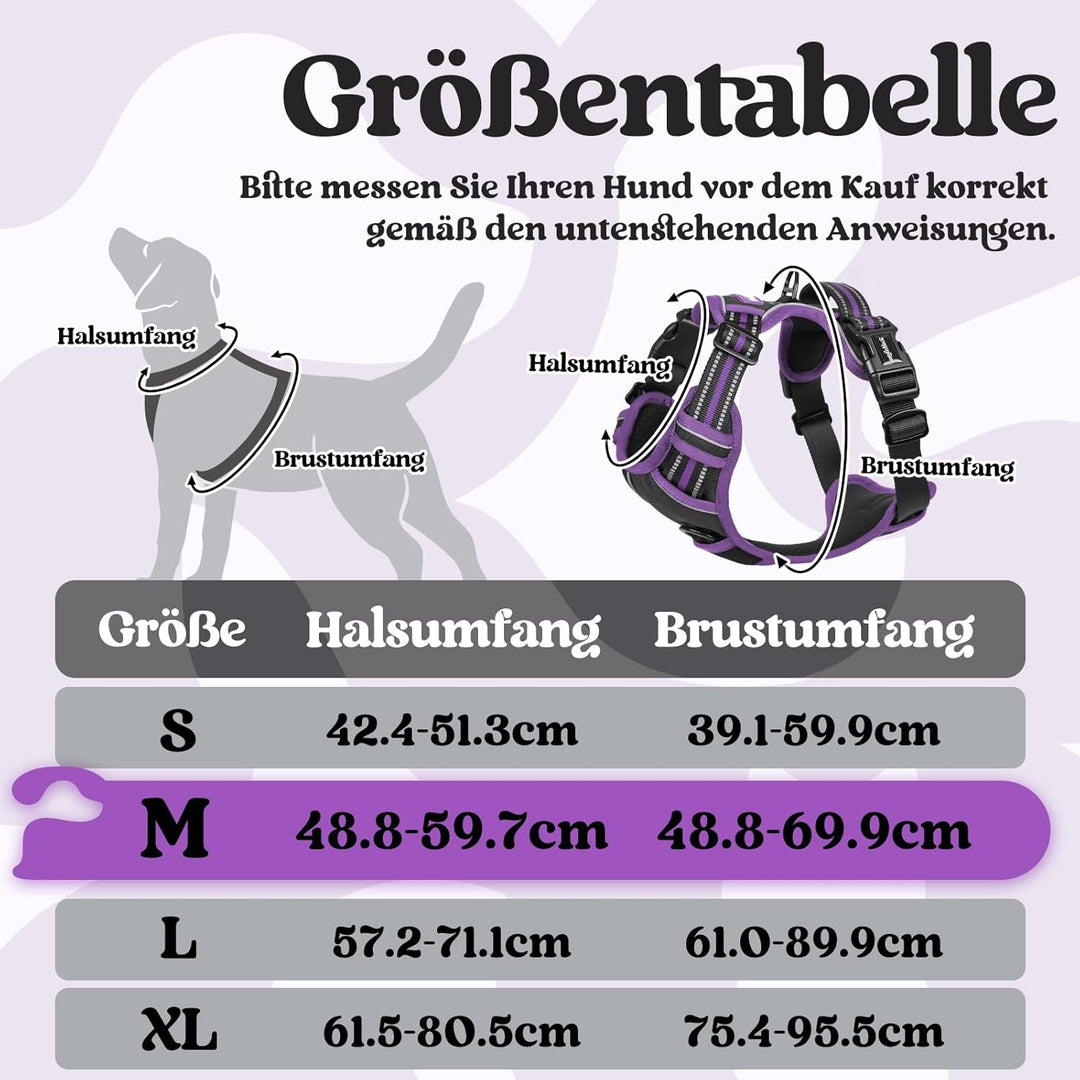 rabbitgoo Hundegeschirr Mittelgrosse Hunde, Verstellbare Geschirr Hund ohne Zug & Würgen, Anti Zug H