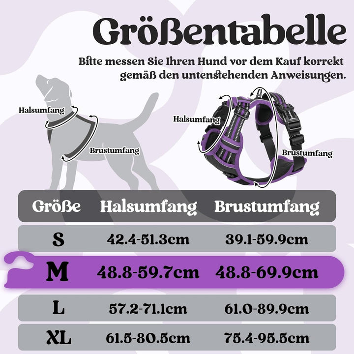 rabbitgoo Hundegeschirr Mittelgrosse Hunde, Verstellbare Geschirr Hund ohne Zug & Würgen, Anti Zug H