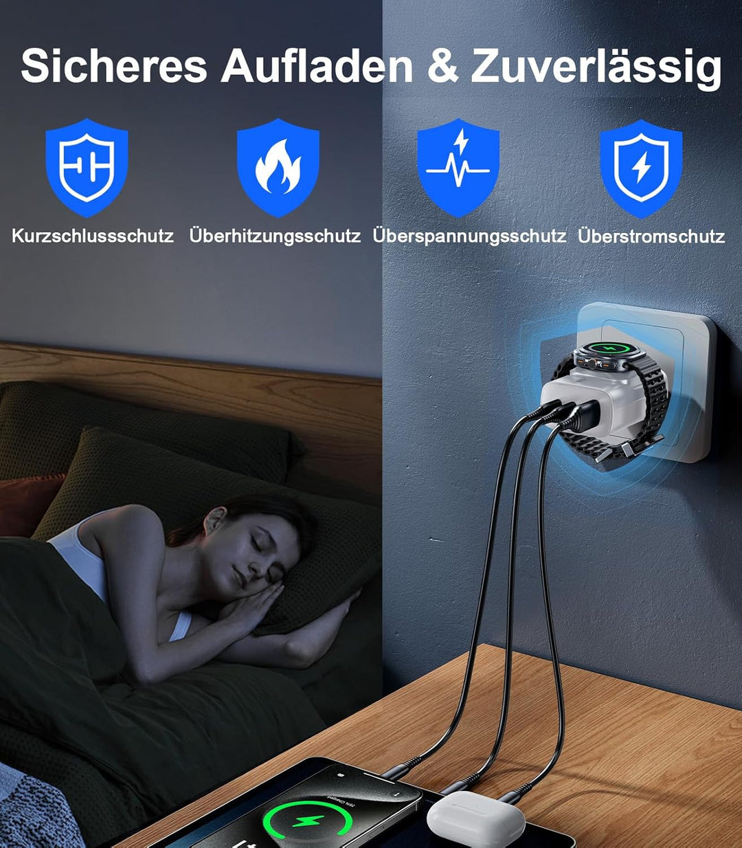 4 in 1 für Samsung Watch Ladegerät,40W USB C Ladegerät PD Schnellladegerät für Samsung Galaxy Watch