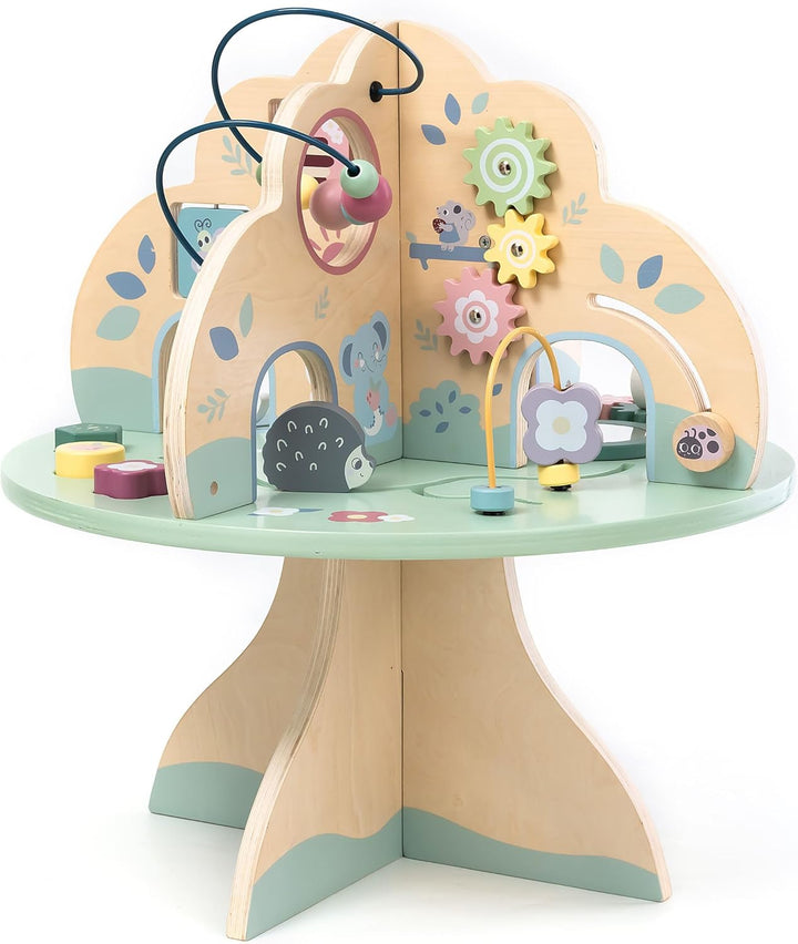 mamabrum Aktivitätstisch Holz für Baby Spielzeug 1 jahr – Spieltisch für Motorikschleife , Abakus &