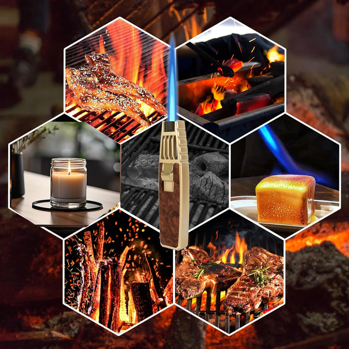Butan Fackel Feuerzeug, Nachfüllbare Küche Kochen Fackel Windproof Fackel Schlag Fackel zum Backen C