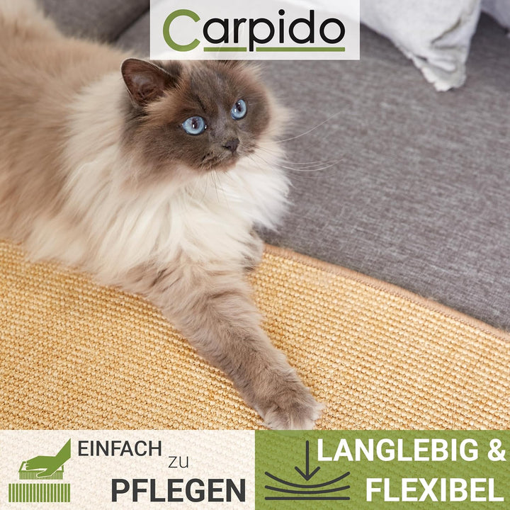 Carpido Kratzmatte für Katzen - Fussmatte Sisal Kratzteppich - natürliche Sisalmatte robust - Vorleg