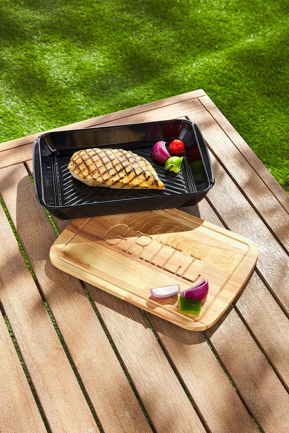 Mud Pie Melamin-Tablett und Brett-Set, Tablett 14 x 33 cm, Löffel 14 cm