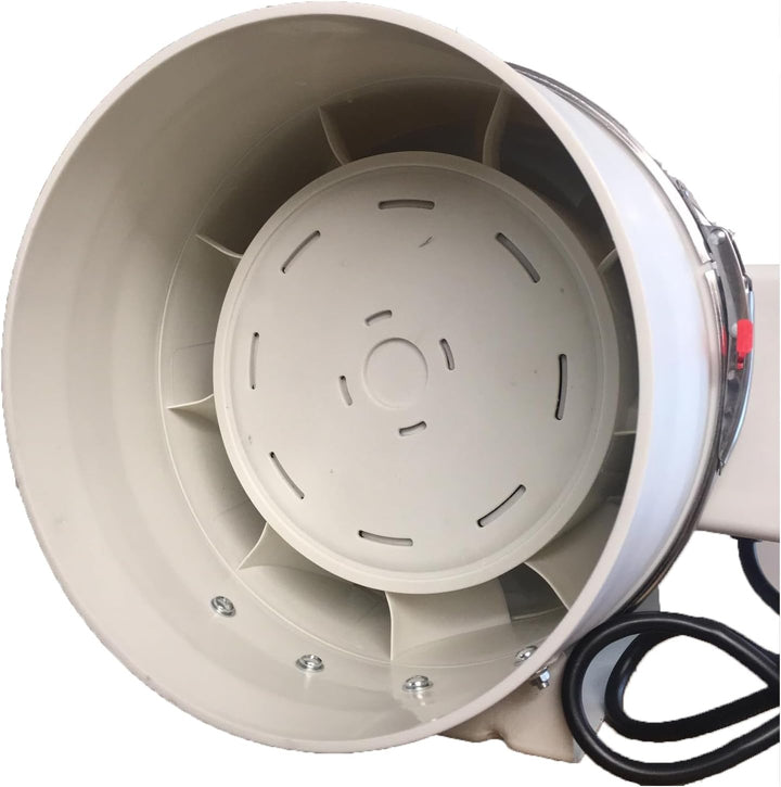 Rohrventilator Lüfter Badlüfter 200 mm - 2-stufig mit Schalter, Kugellager, Fuss & Kabel - IP44 Schu