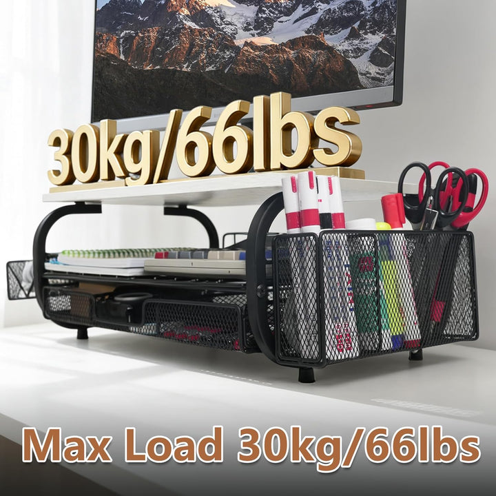 Monitorständer Ergonomischer Monitorständer 30kg/66lbs, multifunktional für Monitor/Drucker/Akten, e