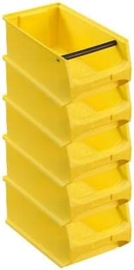 SparSet 5x Gelbe Sichtlagerbox 4.1 mit Griffstange | HxBxT 15x20x35cm | 7,2 Liter | Sichtlagerbehält