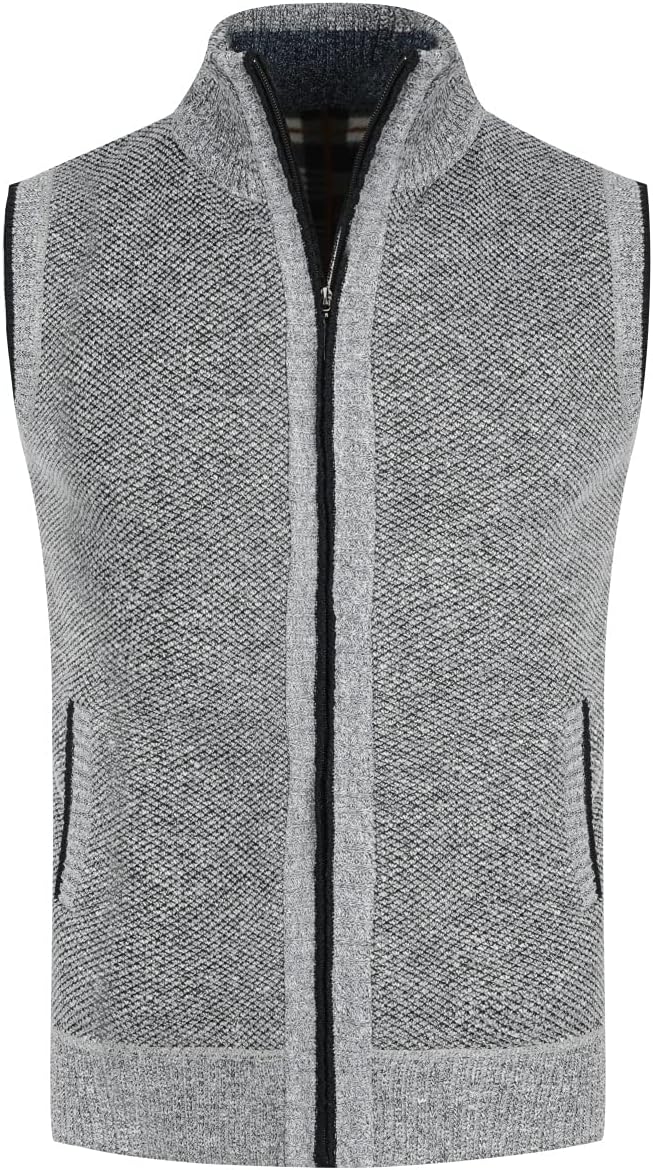 YOUTHUP Herren Weste Fleece Fütterung Winter Frühling Strickjacke Ärmellose Fleecejacke Stehkragen S