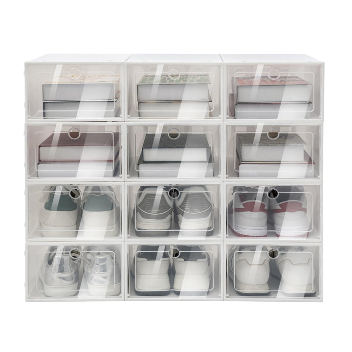 Schuhboxen Stapelbar Transparent,Schuhregal Stapelbaren,Schuhboxen Schuhschrank,Regalsystem aus Kuns