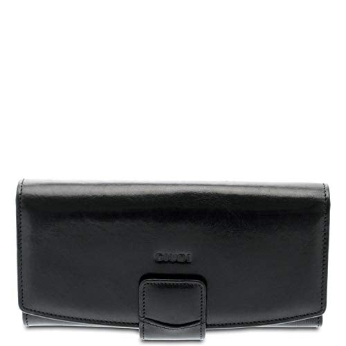 GIUDI ® - Damen Geldbörse aus Rindsleder, Geldbörse, Kartenetui, echtes Leder Schwarz, Schwarz