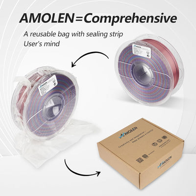 AMOLEN 3D Drucker Filament, Silk PLA Filament 1.75mm, Glänzendes kosmisches Regenbogen PLA, Farbverl